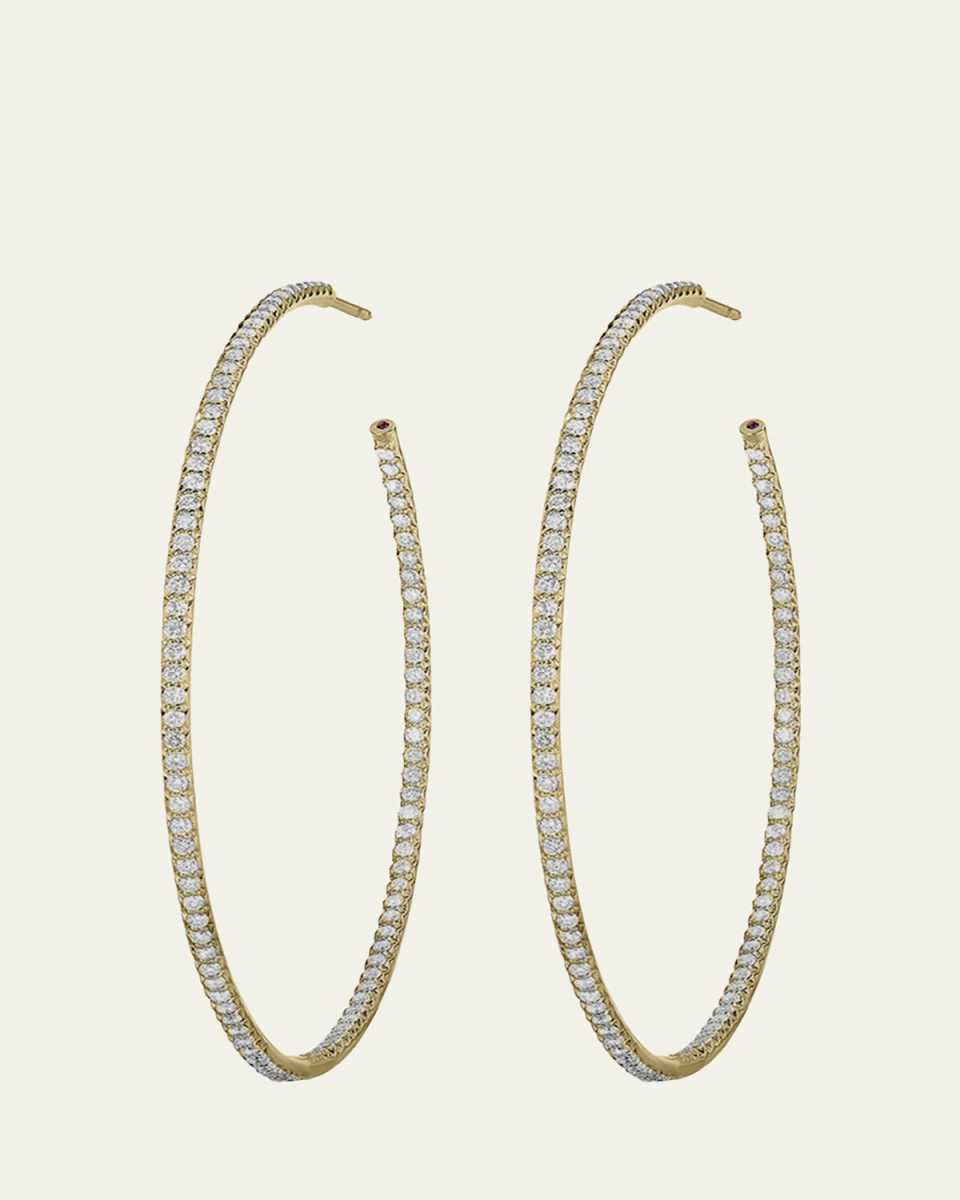 55mm Micro Diamond Hoop Earrings, 2ct